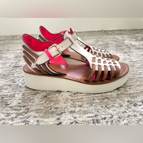 Coach Putnam Huarache Leather Platform Sandals Hot Pink White Legacy RARE - Picture 1 of 13